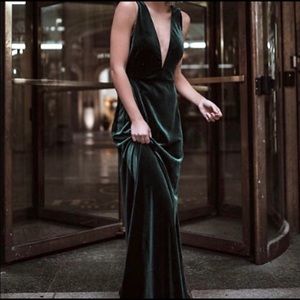 Jenny Yoo Velvet Emerald Bridesmaid Wedding Dress